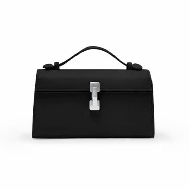 Imagem de Bolsas de mão para mulheres – Alça superior pequena – Bolsa de noite – Bolsa tiracolo ajustável – Couro PU moderno, Preto, prata, Clássico