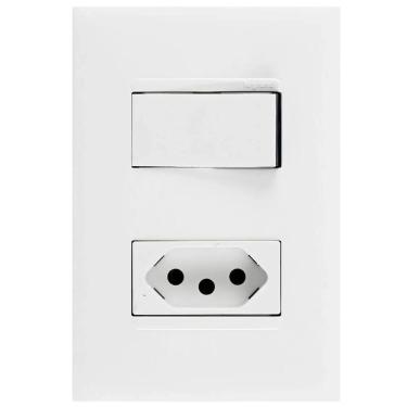Imagem de Interruptor Simples e Tomada 2P+T de 10 Ampères 4x2 Branca - 615074BC - PIAL