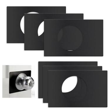 Imagem de Bagentry 6 peças de placa retangular de reforço de porta de aço inoxidável, tampa de fixação de maçaneta, placa de reparo de cicatriz, tampa grossa de orifício de fechadura com fitas adesivas (6