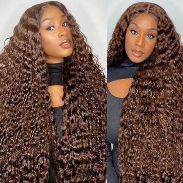 Imagem de Perucas frontais de renda Bworto Chocolate Brown Human Hair 36cm