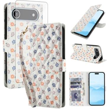 Imagem de Asuwish Capa de celular para iPhone 17 Plus carteira celular com protetor de tela de vidro temperado porta-cartão de flores com suporte protetor i Phone17 17+ i17 + 17Plus mulheres homens flores