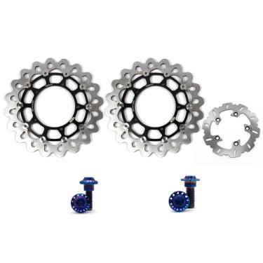 Imagem de Arashi Discos de freio dianteiros traseiros rotores com parafusos de montagem para Yamaha YZF R1 R1M 2004-2006 2015-2022, R6 2017-2019, MT10 FZ10 ABS inclui 2016-2020, MT-10 FZ-10 SP 20177 -2018