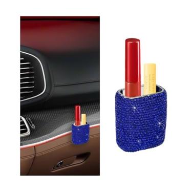 Imagem de BESULEN Suporte de batom para carro brilhante, strass de cristal, organizador de batom vertical para mulheres e meninas, suporte de protetor labial automotivo diamante brilhante, universal para