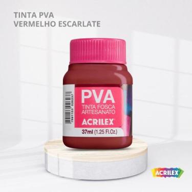 Imagem de Tinta pva fosca para artesanato com 37ml cor vermelho escarlate - ACRI