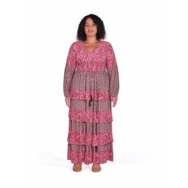 Imagem de City Chic Vestido longo feminino plus size Clementine, Estampa rosa, 46