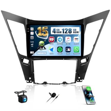 Imagem de [4G + 128G] Rádio veicular Android 15 para Hyundai Sonata 2010-2015 com carro sem fio CarPlay Android Auto, tela sensível ao toque de 22.9 cm, estéreo veicular com link espelhado, navegação GPS WiFi