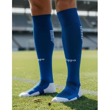 Imagem de Meião Futebol Topper Boleiro Faixa Tensora Dry Adulto, Azul