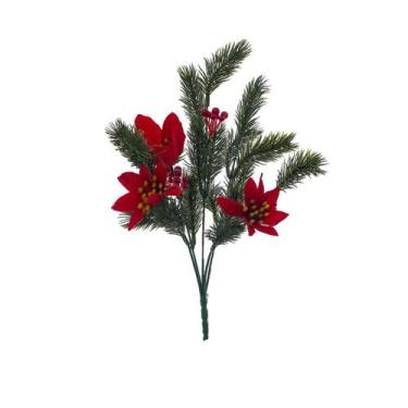 Imagem de Enfeite Decorativo Natalino - Galho Floral Bico de Papagaio - Poinsett