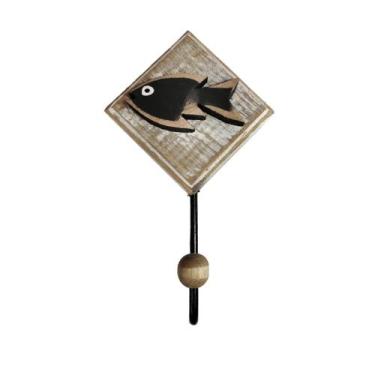 Imagem de Cabideiro Rústico Ferro e Madeira Peixes - Estilo Rústico, Preto