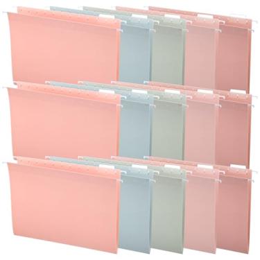 Imagem de Kifmurase 15 pastas de arquivo suspensas, pastas de arquivo suspensas tamanho carta com abas de corte 1/5, fique organizado para arquivos em massa de escritório, documentos, papel, 5 cores sortidas