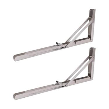 Imagem de Ｂｅｓｇａ 2 peças de suportes dobráveis, suporte triangular dobrável, dobradiça de mesa faça você mesmo para escritório e sala de estar, 16 Inch