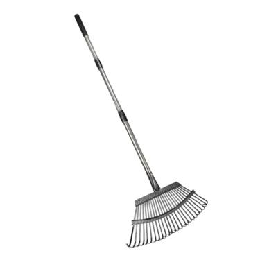 Imagem de IEUDNS Ancinho de folhas de jardim com cabo telescópico, ferramenta leve para limpeza de gramados, telhados, acampamentos, pátios de detritos