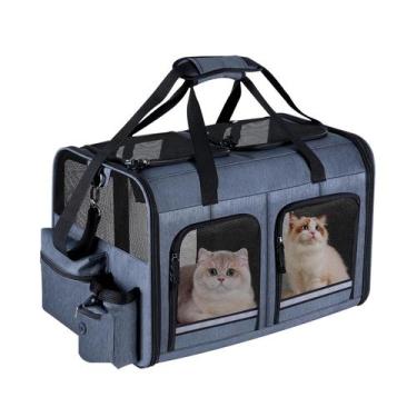Imagem de Cat Carrier Groxkox dobrável para 2 gatos, cinza pequeno a médio