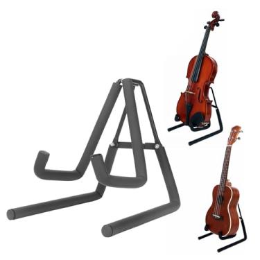 Imagem de Ymiko Suporte Dobrável para Ukulele, Almofada de Esponja Antiderrapante de Metal Resistente, Rack de Suporte para Exibição de Instrumentos Musicais para Banjo Bandolim, Violino,