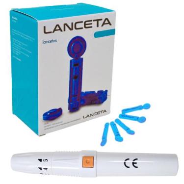 Imagem de Kit Glicose Lancetador Fura Dedo Glicemia 100 Lanceta Agulha - G-Tech,