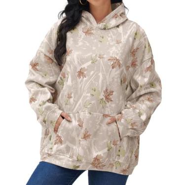 Imagem de Moletom com capuz MISSACTIVER Camo Fleece de tamanho grande para mulhe