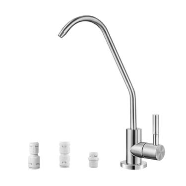 Imagem de BZOOSIU Torneira de água potável, filtro de água de cozinha SUS 304 serve para a maioria dos sistemas de osmose reversa com níquel escovado, cartucho de cerâmica embutido pia de barra de cozinha