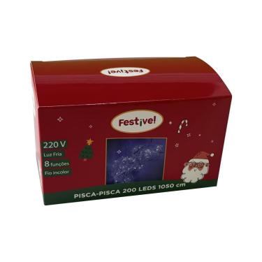 Imagem de Pisca Pisca de Natal 200 Lâmpadas LED Branco Fria Fio Transparente 220v - Festive