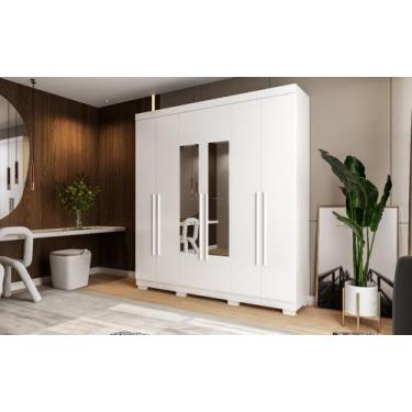 Imagem de Guarda Roupa 06 portas e 03 Gavetas MDP Ágata acp móveis, Branco, MDP
