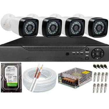 Imagem de Kit Cftv 4 Câmeras Segurança 2mp 20m Dvr Full Hd 4 canais - Luatek