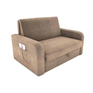 Imagem de Sofá Cama 2 lugares Compacto com Baú 145 Larg Daiane Matrix, SUEDE BEG
