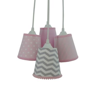 Imagem de Lustre Pendente Luminária Teto Pompom Rosa Quarto Infantil Bivolt