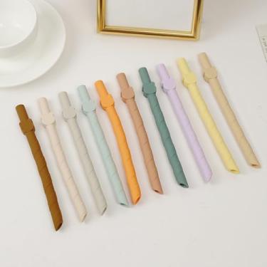 Imagem de 10 Pçs Canudos Reutilizáveis com Escova de Limpeza, Conjunto de Canudos de Silicone Coloridos com Formas Bonitas Canudos para Lavar Louça (14 cm)