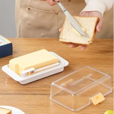Imagem de Manteiga hermética com tampa, caixa de armazenamento de queijo, mantenha a manteiga fresca, colher fácil, caixa de plástico para guardar manteiga
