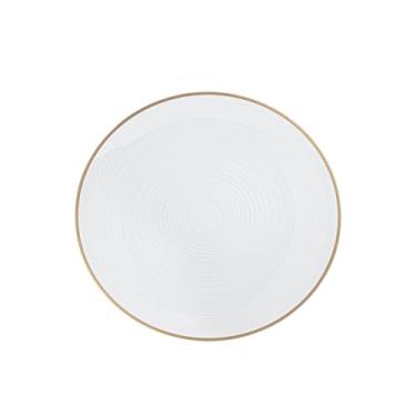 Imagem de Prato Descartável De Luxo Poliestireno 26Cm Kit 6 Unidades - Borda Dourada