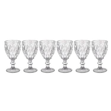 Imagem de Conjunto de 6 Taças de Vidro Diamante, Estilo Clássico, 340ml, Transparente, Design Sofisticado e Durável