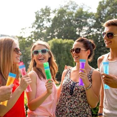 Imagem de 50 unidades de sacos descartáveis para picolé de gelo, faça você mesmo, bolsas de picolé com zíper para iogurte ou picolés congelados com 1 funil