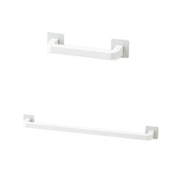 Imagem de Suporte Adesivo Porta Toalhas Reforçado 46CM Organizador Banheiro Sem Furos Multiuso(25cm + 46cm [Branco/Plastico])