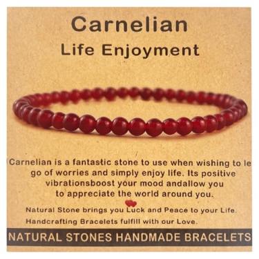 Imagem de Pulseira feminina de pedra preciosa de 4 mm feita à mão - joia de cristal de energia positiva e cura para alívio da ansiedade, equilíbrio de chakras, meditação. Presente significativo para ela, mãe