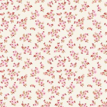 Imagem de Tecido Tricoline Mini Floral Sintonia Vermelho e Rosa - Peripan - 50 x