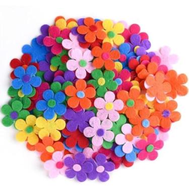 Imagem de 100 peças de flores de feltro, enfeites de flores em cores sortidas para artesanato DIY, enfeites de flores de tecido para roupas, chapéus e outras decorações de artesanato