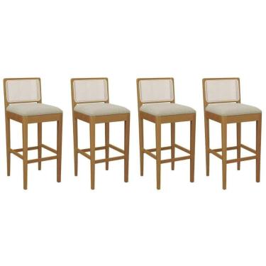 Imagem de Banqueta Sala De Jantar Sara 1bmm005ca Premium Madeira Maciça Kit 4 Un Carvalho-boucle Bege-tela Bege - Kappesberg