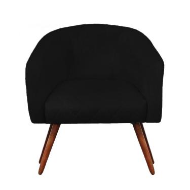 Imagem de Poltrona Bianca Com Tressê Suede Preto Pés Palito Castanho - D'rossi