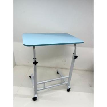 Imagem de Mesa Notebook Multifuncional com Rodinhas e Altura Ajustável – Home Office, Escrivaninha para Computador e Estudo (azul claro)