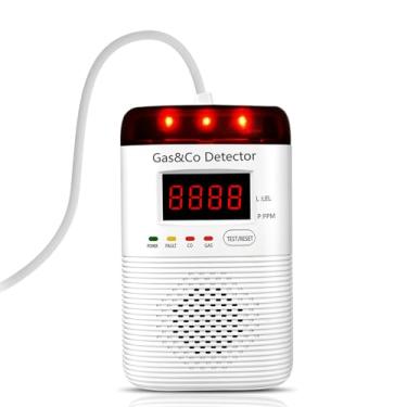 Imagem de Detectores combinados de gás e monóxido de carbono conectados, detector de vazamento de gás 2 em 1 e alarme de monóxido de carbono com visor digital, alarme sonoro e visual, sensor de vazamento de gás