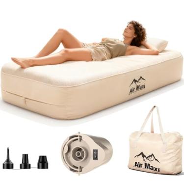 Imagem de RGA Colchão De Ar Duplo Com Bomba Embutida, Autoinflável 35 Cm Altura, Inflável Confortável Duas Camadas, Para Hóspedes, Camping, Viagem, Removível E Lavável