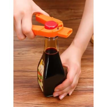 Imagem de Pacote com 2 abridores de garrafa e lata, torção de tampa de garrafa de água, abridores de lata para mãos fracas, idosos, sobreviventes de derrame - laranja