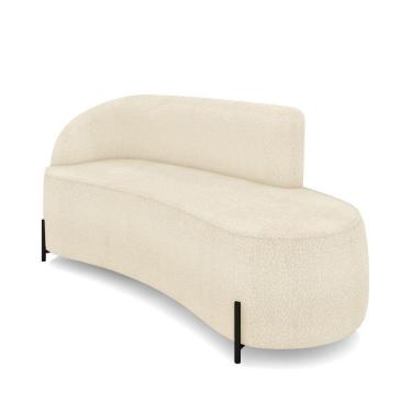 Imagem de Sofá 3 Lugares Orgânico 180cm Pé Ferro Preto Morgan Bouclê Bege D03 - D'rossi