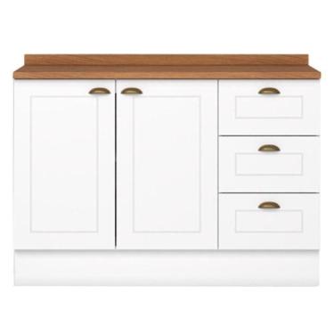 Imagem de Balcao Pia Com Tampo 120cm C353 Americana Branco Nature Henn Branco Na