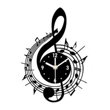 Imagem de Baoblaze Relógio de parede com símbolo musical, relógio decorativo elegante, arte minimalista, decoração artística, ornamento para escritório, fazenda, 31.6 Cm X 40 Cm