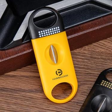Imagem de Cortador de Charuto Guilhotina Dupla em Plástico + Aço Hannicook – Compacto, Leve e Resistente (Amarelo)