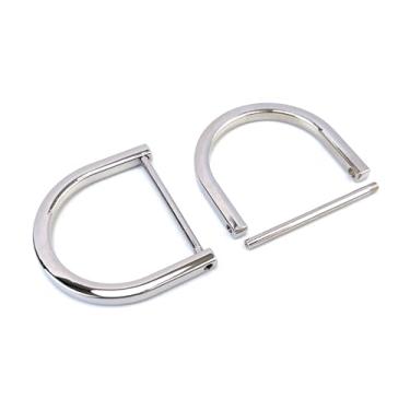 Imagem de VersaKits 4 peças anéis D parafuso em forma de U anel D DIY couro artesanato bolsa chaveiro acessórios (38 mm, prata)