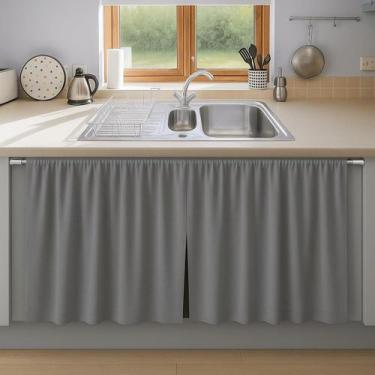 Imagem de Cortina Para Pia De Cozinha Balcão Blackout Lisa 1,40x80cm - Vida Prat