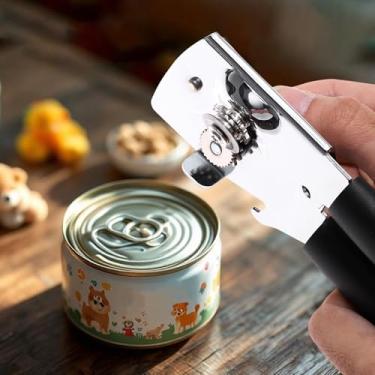 Imagem de Generic 1 abridor de latas portátil 3 em 1 abridor de latas e abridor de garrafas PP ferro prateado preto 6 x 19,5 cm