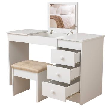 Imagem de Penteadeira Escrivaninha Com Espelho Gaveta E Banqueta Funcional 2 em 1