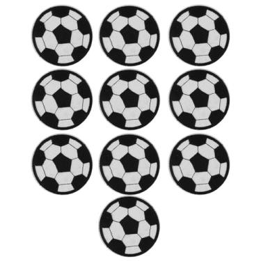 Imagem de Remendos bordados de bola de futebol, preto e branco, ferro em costura, remendos decorativos de pano para roupas, mochilas, chapéus, 10 peças, 7cm